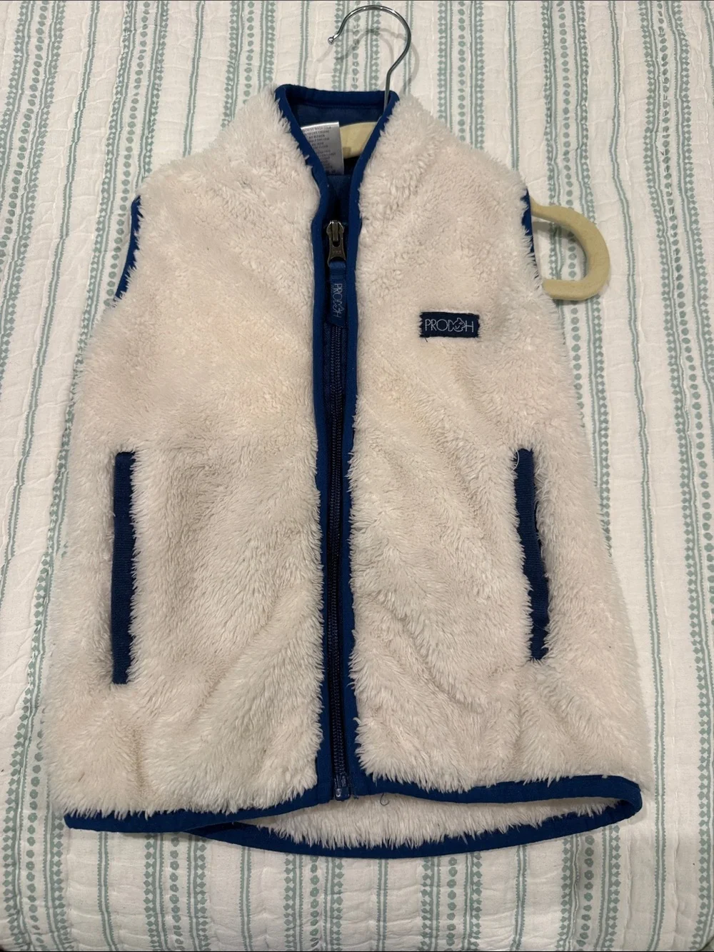 Protest Kids' Cream Fleece Vest with Navy Trim